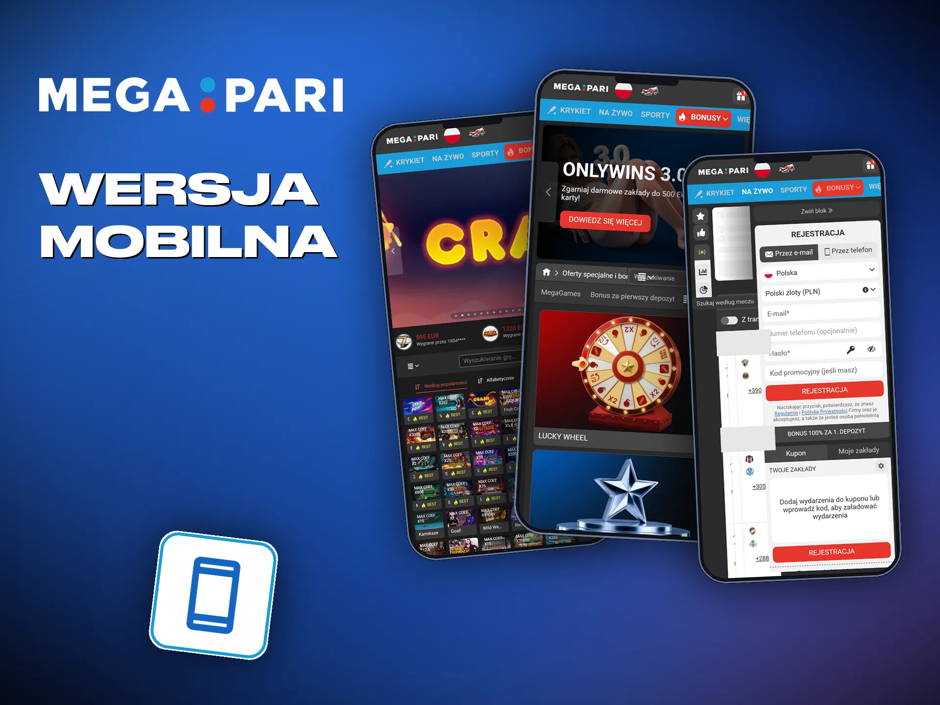 Mobilna strona Megapari działa tak samo w iOS i w Androidzie