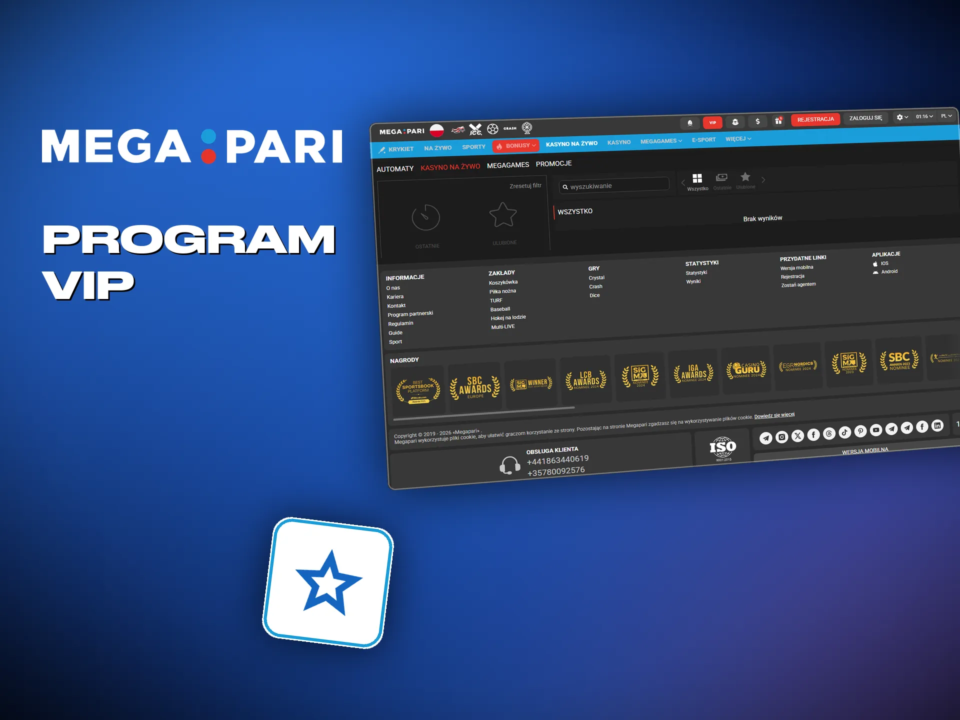 Megapari prowadzi program VIP, który nagradza za aktywność