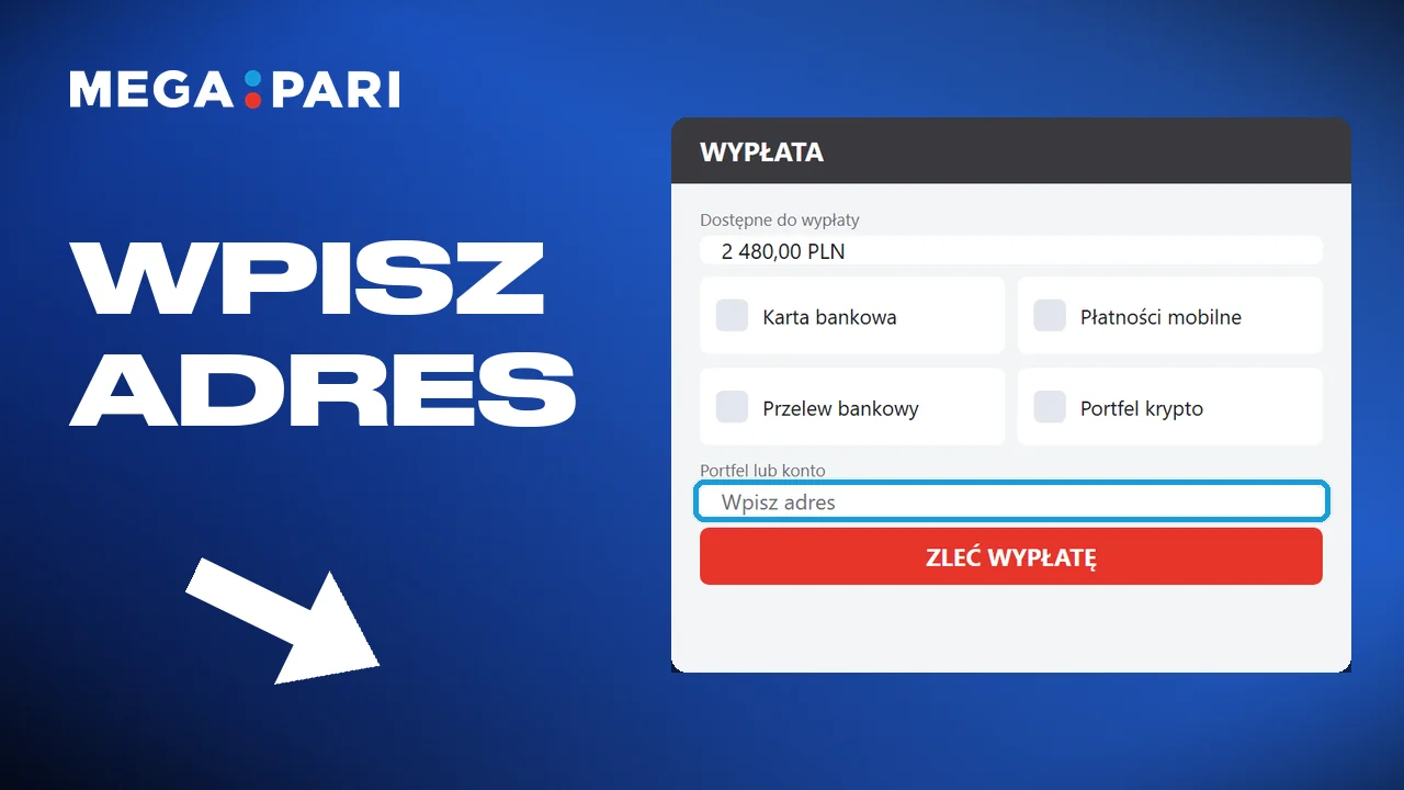 Wpisanie adresu własnego portfela do wypłaty